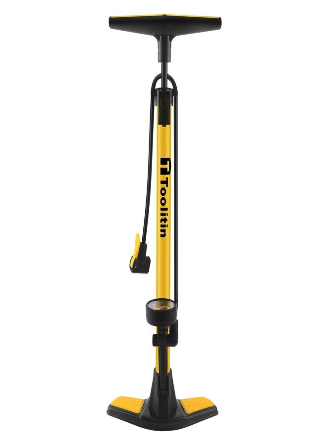 TOOLITIN Floor Bike Pump with Gauge,160 PSI High Pressure,Bicycle Pump Compatible with Presta and Schrader Valve,Bike Tire Pump for Road Bike,MTB,Hybrid,Balls - Image 1