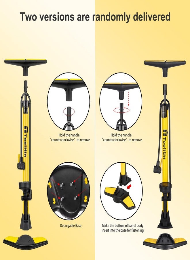 TOOLITIN Floor Bike Pump with Gauge,160 PSI High Pressure,Bicycle Pump Compatible with Presta and Schrader Valve,Bike Tire Pump for Road Bike,MTB,Hybrid,Balls - Image 2