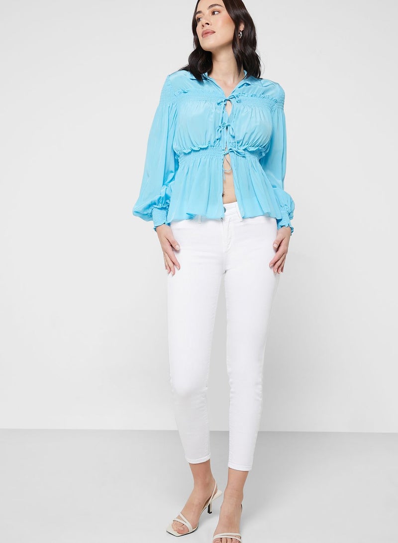 WHISTLES Front Tie Detail Shirt  - Image 4