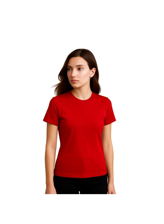 PRINTSHOP4ME Adult Round Neck Combed Women's T Shirt 190 GSM Pure Cotton Basic Colors - Image 2