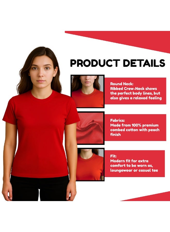 PRINTSHOP4ME Adult Round Neck Combed Women's T Shirt 190 GSM Pure Cotton Basic Colors - Image 3