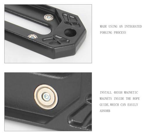 Keazet 40CR Steel Hawse Fairlead with Magnetic Mount & Tow Hook - 20,000LBS Capacity, 10" (254mm) Forged Winch Fairlead for Off-Road Recovery, Anti-Tilt Design Fits SUV/Truck/ATV (Black) - Image 4