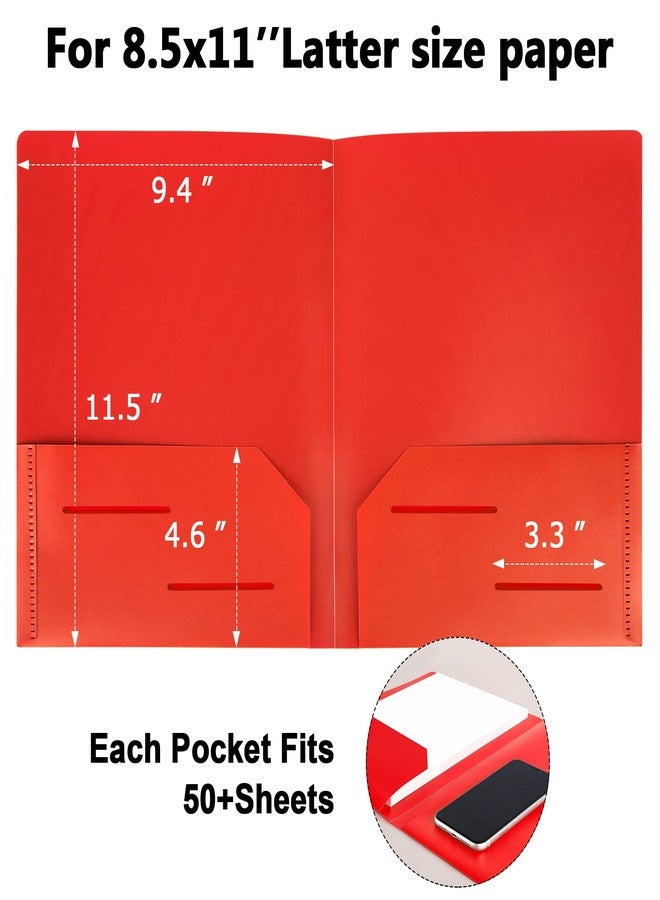 HABGP 12 Pack Plastic Folders with Pockets, Multiple Color Heavy Duty 2 Pocket Letter Size Folders Business Card Holder for School Office - Image 2