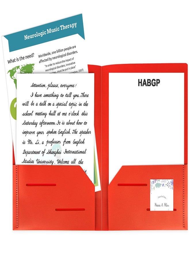 HABGP 12 Pack Plastic Folders with Pockets, Multiple Color Heavy Duty 2 Pocket Letter Size Folders Business Card Holder for School Office - Image 4