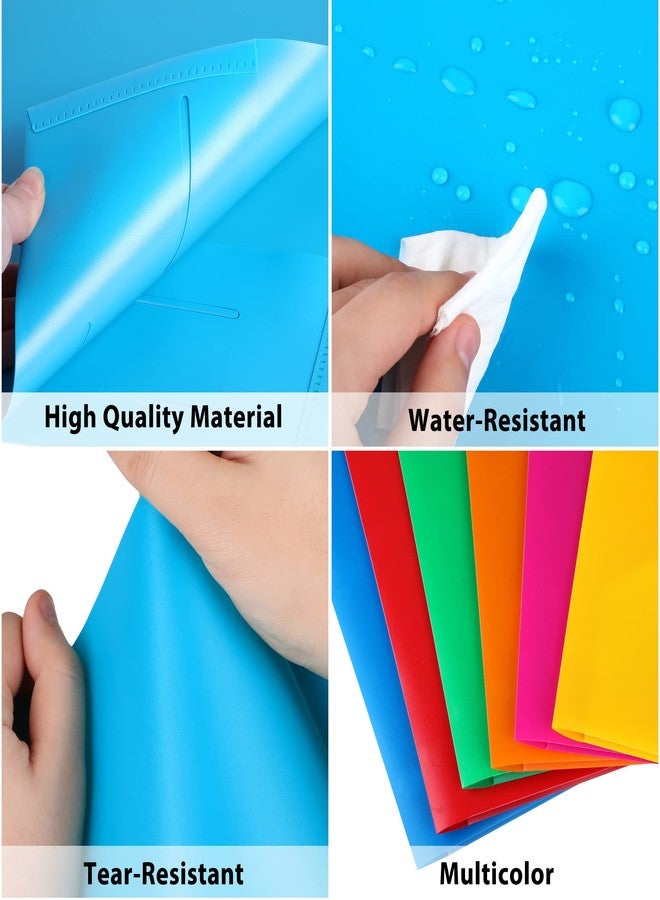 HABGP 12 Pack Plastic Folders with Pockets, Multiple Color Heavy Duty 2 Pocket Letter Size Folders Business Card Holder for School Office - Image 5