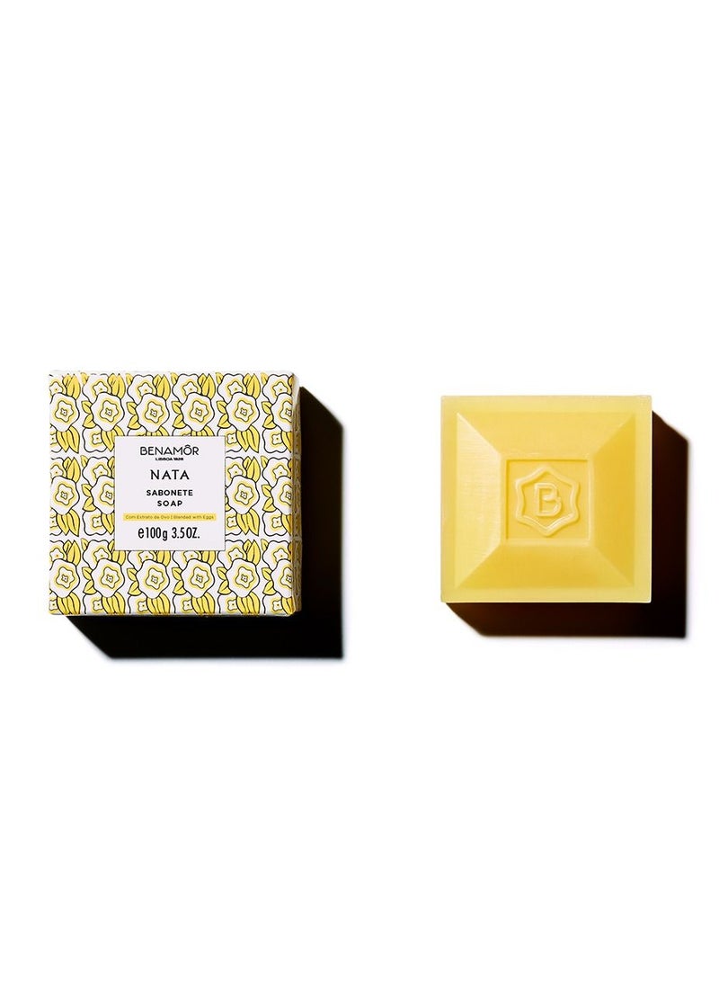 BENAMÕR Nata Comforting Soap – Creamy Hand & Body Soap Bar with Gourmet Crème Brûlée Scent | Moisturising, Softening Cleanser – 100g - Image 1