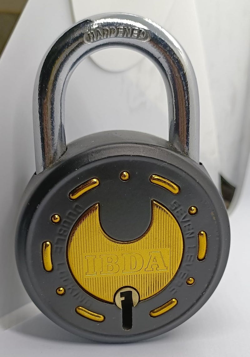 IBDA Steel Lock And Key 65Mm|Double Locking|7 Levers' Technology|Rivetless Padlock|Lock For Home,Shutter,Gate,Door,Kadi,Channel,Chain,Shop,School,Warehouse,Flat,Outdoor-Indoor Use,Multicolor - Image 2