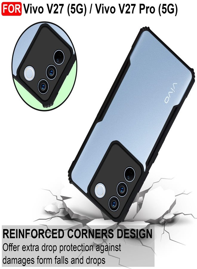 CEDO Vivo V27 / V27 Pro (5G) Back Case Cover | Camera Protection Shockproof Bumper-Edge | Acrylic Crystal Clear 360 Degree Protection TPU+PC | Transparent Eagle Back Case Cover (Black) - Image 3