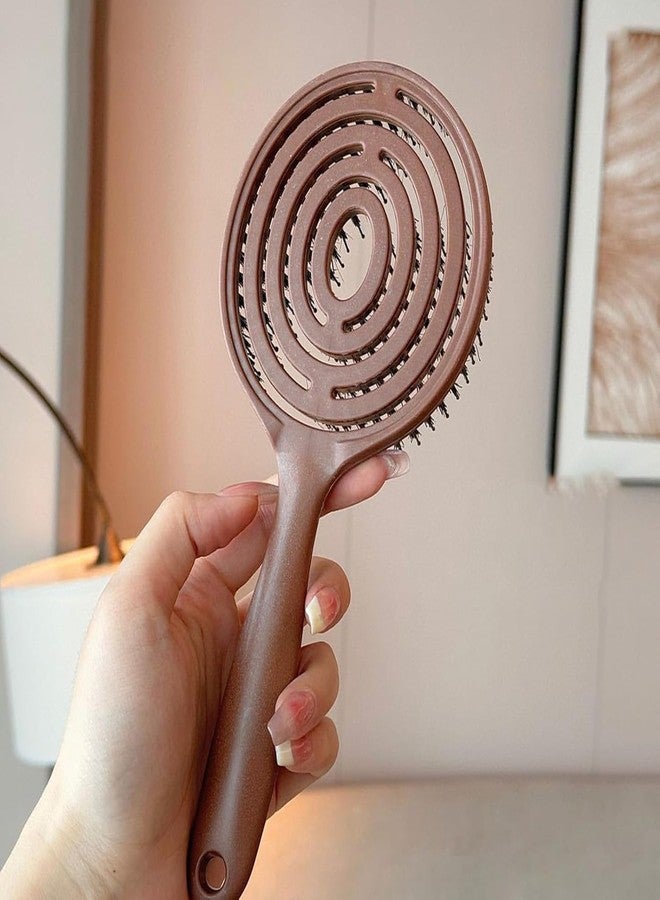 FAGVA Round Hollow Hair Brush with Gentle Bristles, Anti-Static Detangling Massage Brush for Blow Drying, Styling and Frizz Control - Image 2