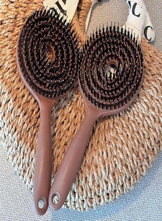 FAGVA Round Hollow Hair Brush with Gentle Bristles, Anti-Static Detangling Massage Brush for Blow Drying, Styling and Frizz Control - Image 3