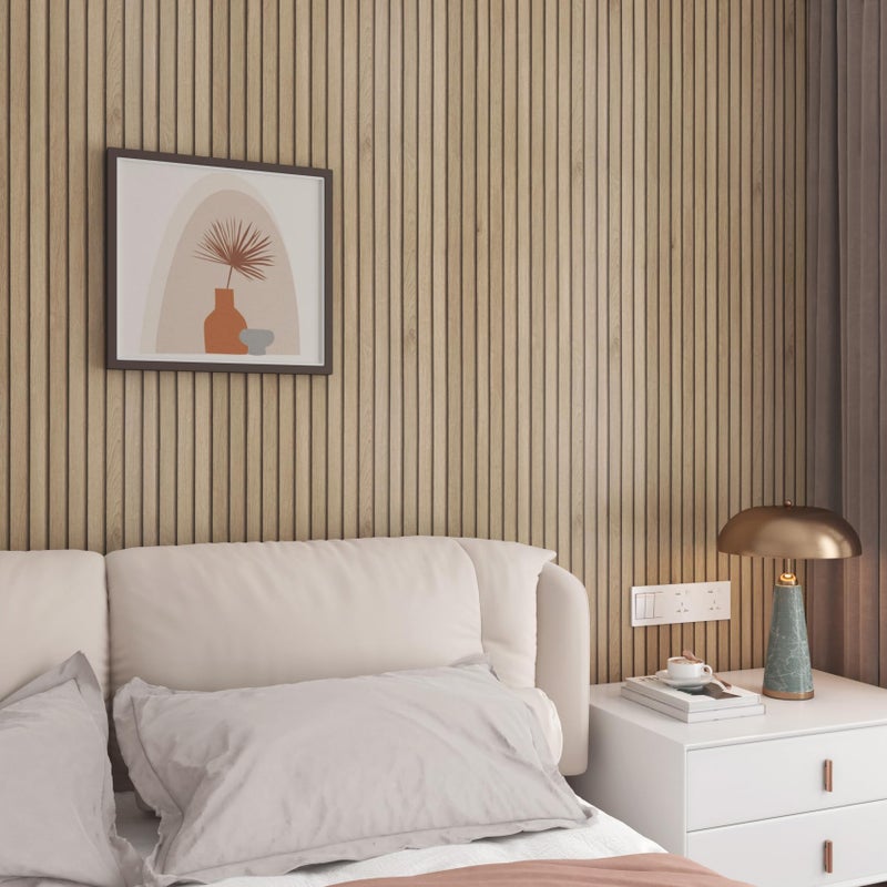HelloWall Wood Slat Wallpaper Peel and Stick Thick Brown Slat Wood Panels for Accent Walls Wooden Grain Contact Paper for Drawers Cabinet Wallpaper Self Adhesive Removable Wooden Wall Paper 17.7"x80" - Image 2