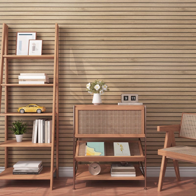 HelloWall Wood Slat Wallpaper Peel and Stick Thick Brown Slat Wood Panels for Accent Walls Wooden Grain Contact Paper for Drawers Cabinet Wallpaper Self Adhesive Removable Wooden Wall Paper 17.7"x80" - Image 4