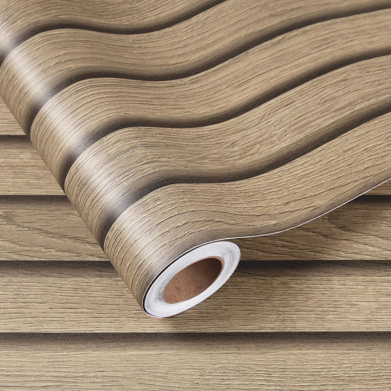 HelloWall Wood Slat Wallpaper Peel and Stick Thick Brown Slat Wood Panels for Accent Walls Wooden Grain Contact Paper for Drawers Cabinet Wallpaper Self Adhesive Removable Wooden Wall Paper 17.7"x80" - Image 5