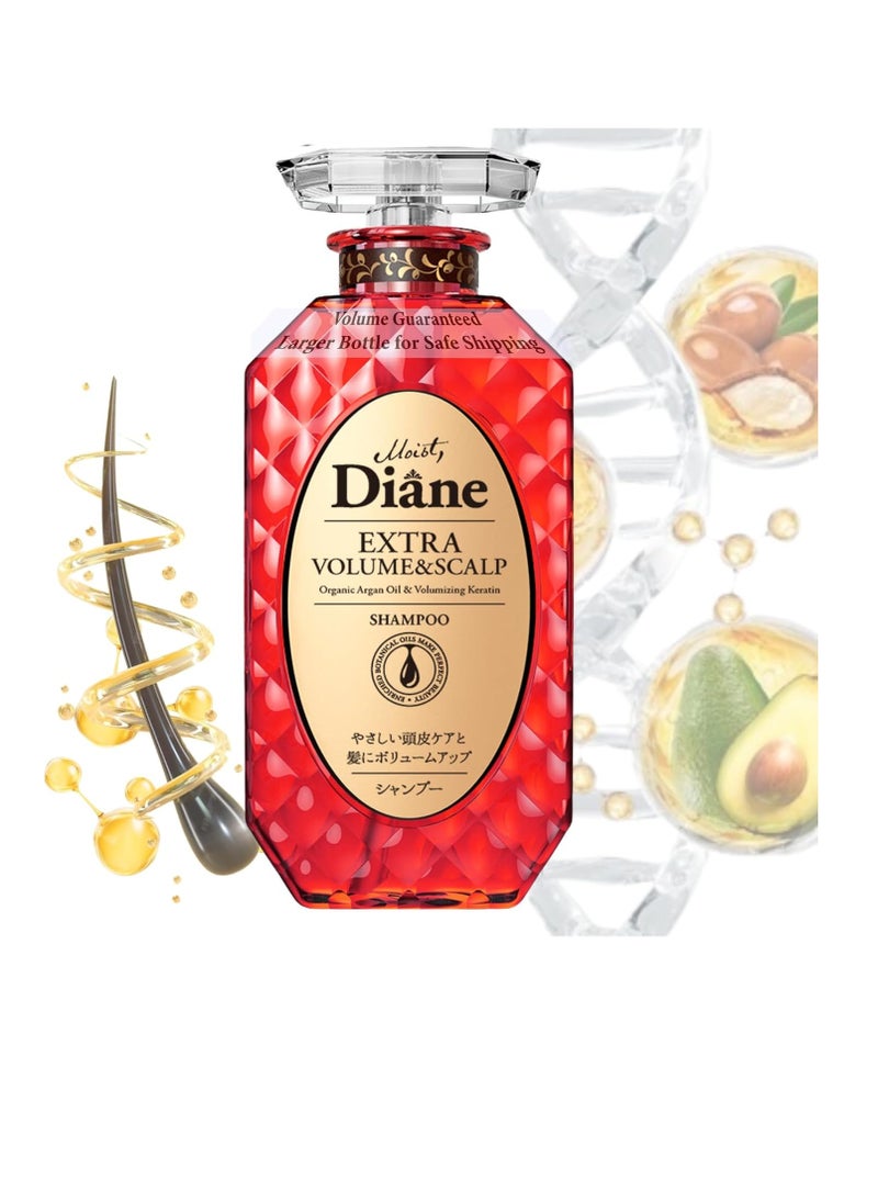 Moist Diane Moist Diane Natural Hydrating Hair Shampoo with Pump for Men & Women, Organic Keratin Japanese Moisturizing Shampoo for Dry Scalp, Silicone & Sulfate Free, Extra Volume & Scalp 15.2 fl oz/450 ml  - Image 1