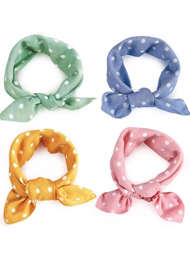 erorex Dog Bandanas - 4PCS Birthday Gift Soft Cotton Puppy Kerchief Washable Daily Bibs Pink Green Blue Orange Comfortable Scarfs, Adjustable Accessories for Small Medium Large Girl Boy Pup Cat Pet - Image 4