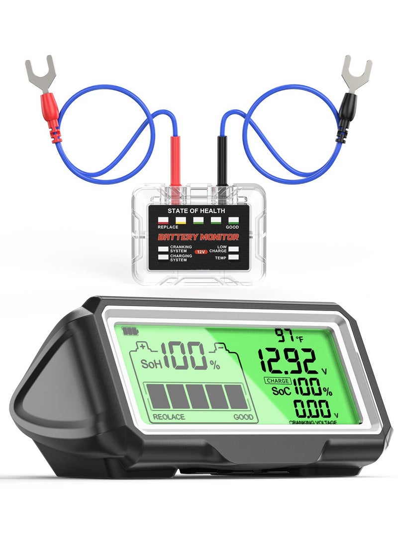 SYOSI 12V Car Battery Status Tester Battery Monitor 433mhz Wireless Radio Frequency Automotive Load Tester with Charging and Cranking Test and Alarm Function for Motorcycle Car RV Truck ATV SUV Marine Etc - Image 1
