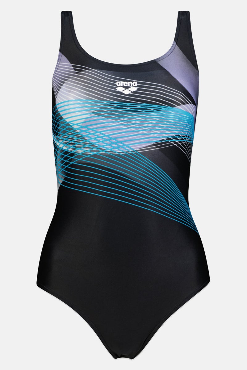 arena بدلة سباحة قطعة واحدة بشعار العلامة التجارية للنساء، متعددة الألوان - Image 1