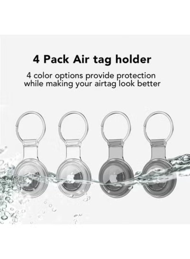 fantasize حامل Air Tag لحافظة AirTag سلسلة مفاتيح، سيليكون لحلقات مفاتيح AirTags أغطية علامات لمكتشفات العناصر AirTag ملحقات Air Tags-4 عبوة لحامل Apple AirTag - Image 2
