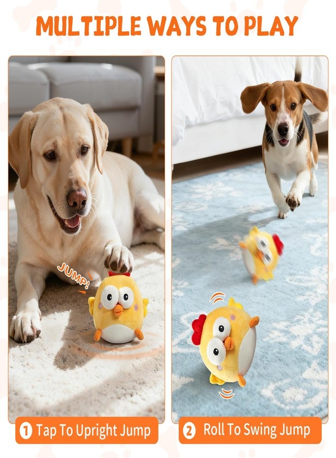 VOXGET Interactive Dog Toy Ball for Small Dogs, Rechargeable Chicken Bounce Ball with Upgrade Removable Zipper for Large Dogs, Squeaky Move Jump Toy for Pets Keep Busy, No Loud Music (Yellow Chicken) - Image 5