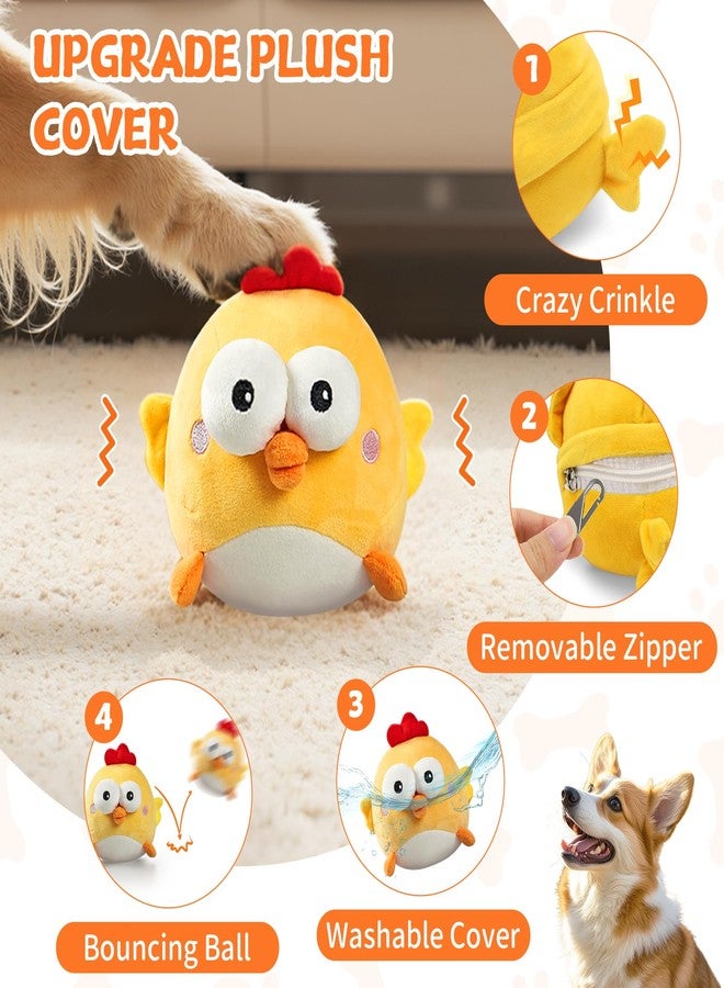 VOXGET Interactive Dog Toy Ball for Small Dogs, Rechargeable Chicken Bounce Ball with Upgrade Removable Zipper for Large Dogs, Squeaky Move Jump Toy for Pets Keep Busy, No Loud Music (Yellow Chicken) - Image 3