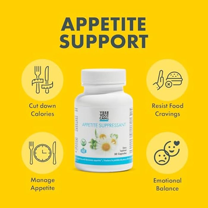 Yes You Can! Appetite Support for Body Weight Management - Healthy Relationship with Food - Includes Natural Ingredients: 5-HTP, Lemon Balm, Chamomile Extract - 30 Capsules, 1 Pack - Image 2