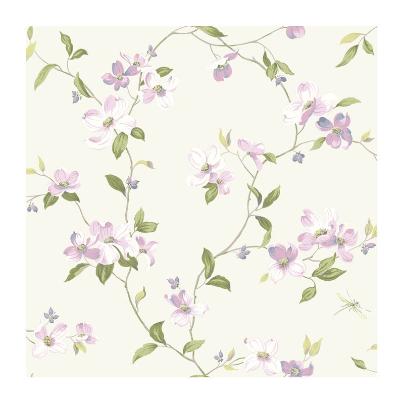 RoomMates York Wallcoverings AK7429SMP Ashford House Blooms Dogwood Wallpaper Memo Sample 8Inch x 10Inch