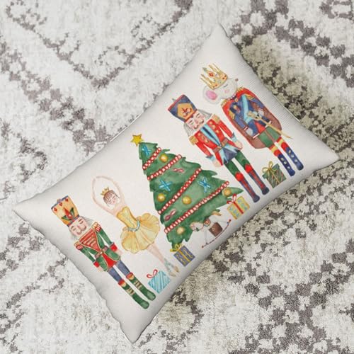 GOLIANDA Christmas Pillow Covers 12x20 Set of 2 Nutcracker Christmas Decor Linen Pillowcase Christmas Decorative Throw Pillows Farmhouse Winter Holiday Decor Outdoor Cushion Covers for Couch Home Deocr - Image 5