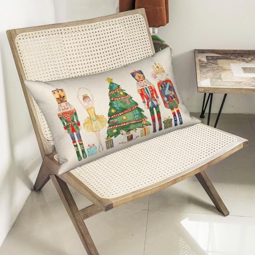 GOLIANDA Christmas Pillow Covers 12x20 Set of 2 Nutcracker Christmas Decor Linen Pillowcase Christmas Decorative Throw Pillows Farmhouse Winter Holiday Decor Outdoor Cushion Covers for Couch Home Deocr - Image 4