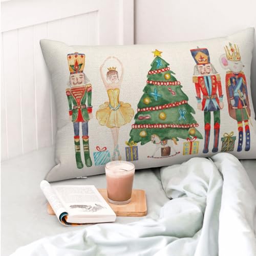 GOLIANDA Christmas Pillow Covers 12x20 Set of 2 Nutcracker Christmas Decor Linen Pillowcase Christmas Decorative Throw Pillows Farmhouse Winter Holiday Decor Outdoor Cushion Covers for Couch Home Deocr - Image 3
