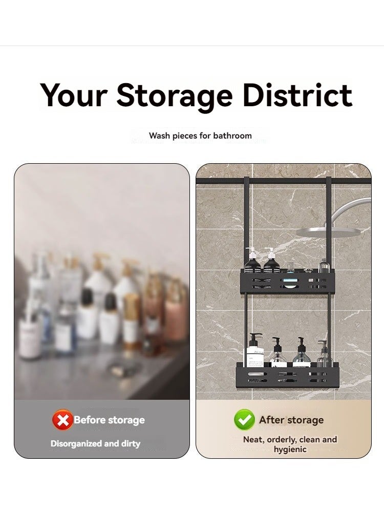 XiuWoo No Drilling Hanging Shower Organizer Over the Door Shower Caddy Bathroom Door Storage Rack for Inside Shower  - Image 2