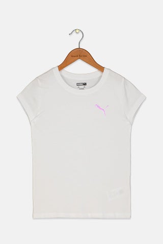Kid Girls Round Neck Short Sleeve Brand Logo T-shirt, White - pzsku/Z400666764D5550990CBFZ/45/1751983596/020d3875-894d-4e14-81c5-92867d23faac