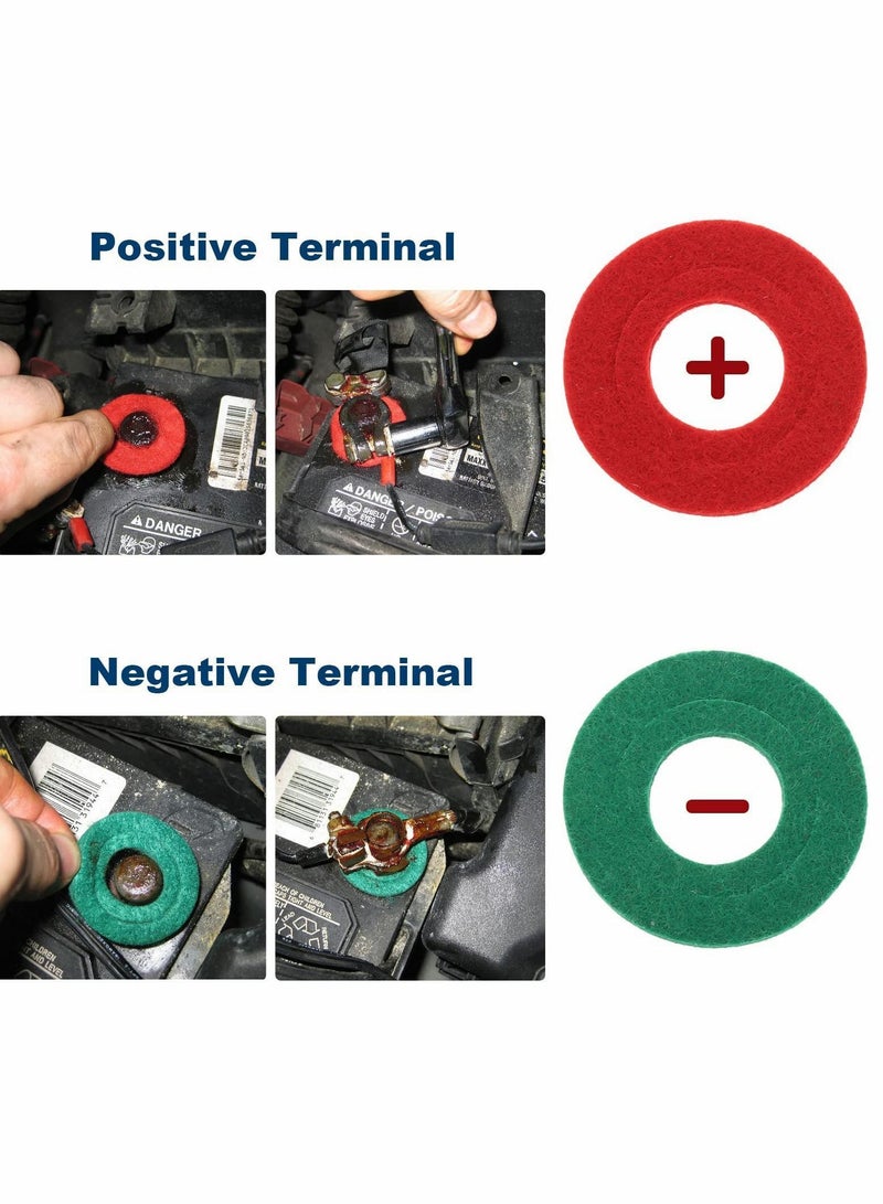 Battery Terminal Cleaning Brush and 12 Anti-Corrosion Washers Protector Fiber for Car Marine Boat  - Image 2