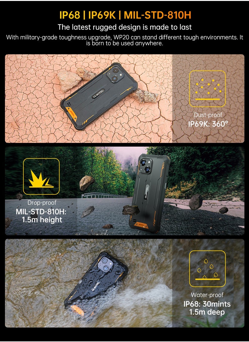 Oukitel - Rugged Phone WP20 5.93" HD+ IPS Touch Screen 4GB RAM 32GB ROM Dual SIM 4G Network Android 12.0 6300mAh Battery 20MP Main Camera Quad-Core with Power Bank Function - Image 1