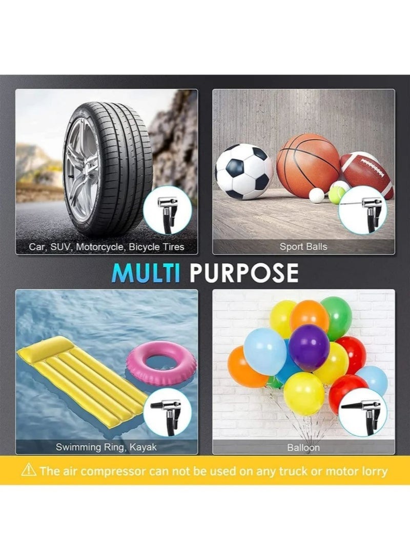 منفاخ إطارات رقمي 12 فولت 🚗 محمول مع إيقاف تلقائي وضوء LED للسيارات، الدراجات، الدراجات النارية والكرات - Image 2