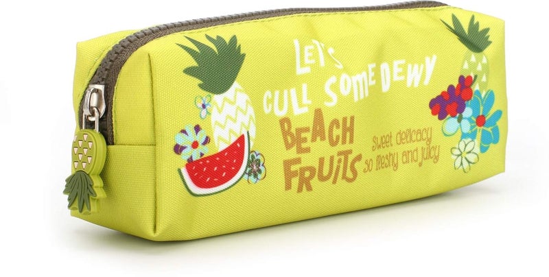 QIPS Rectangular Shaped Zip Closure Printed Pencil Bag (Beach Fruits) - Image 1