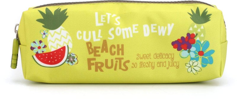 QIPS Rectangular Shaped Zip Closure Printed Pencil Bag (Beach Fruits) - Image 2