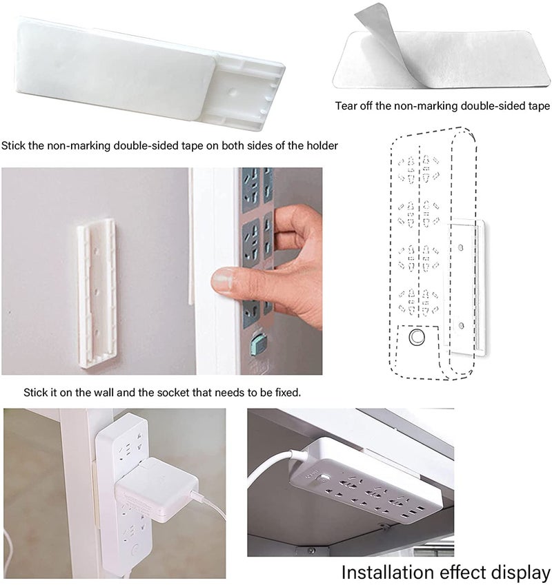 DHRUSIMI 2 Pcs Power Strip Holder,Self Adhesive Fixator,Power Bar Holder Can Be Used in Tissue Boxes, WiFi Routers,Remote Controls.Suitable for Kitchen,Bathroom and All Aspects of Home Organization - Image 5