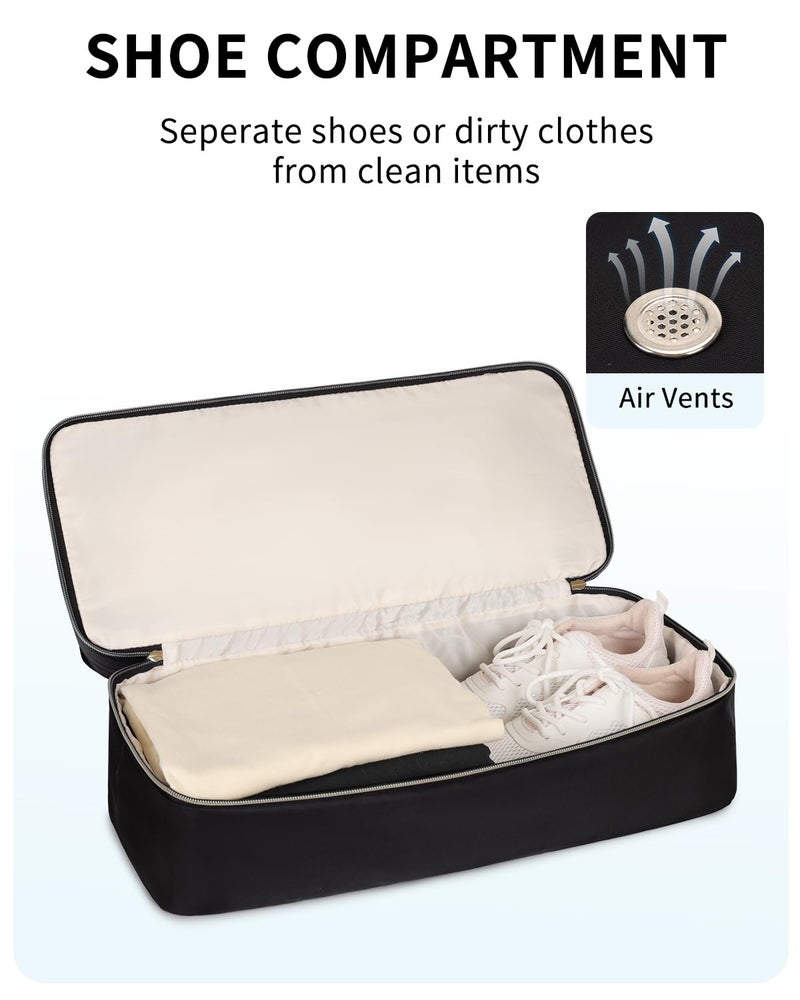 WANDF For Spirit Airlines Personal Item Bag 18x14x8 Underseat with Wet Pocket & Shoe Compartment & Tsa Approved Toiletry Bag Travel Duffle Carry On Overnight Weekender Tote(Black) - Image 4