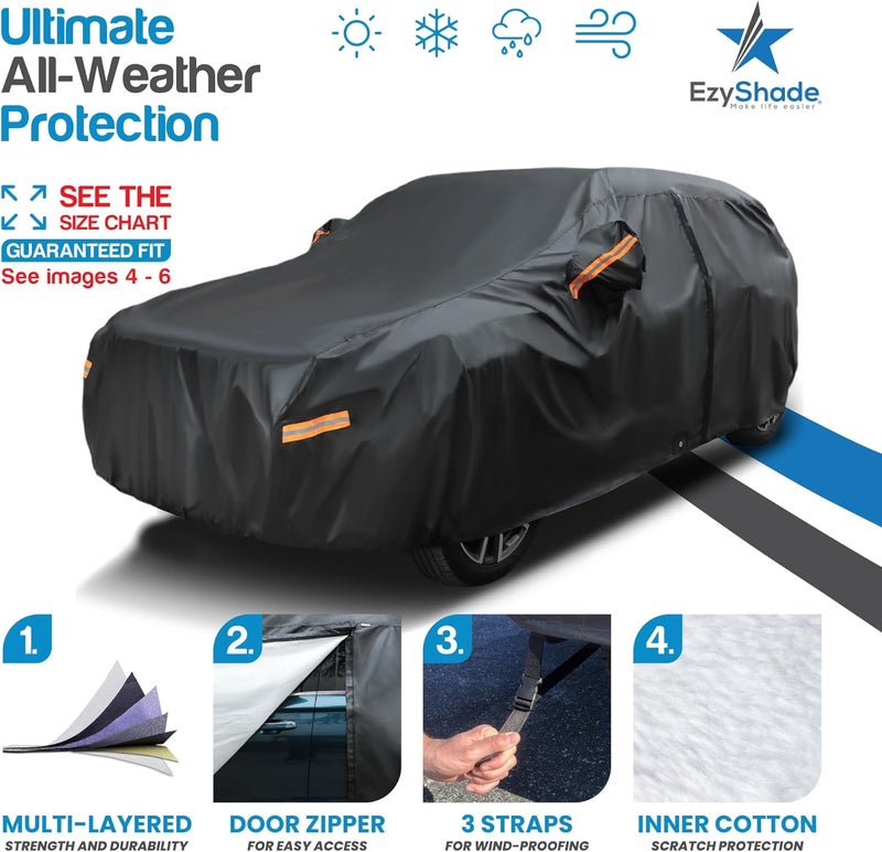EzyShade 10-Layer SUV Car Cover Waterproof All Weather - Outdoor Full Exterior Cover for Automobiles, Heavy Duty Tarp for Jeep, Rav4, CRV - Size S2 (See Chart for Accurate Fit) | Multi-Layer Outdoor Full Exterior Covers for Automobiles. Heavy Duty Tarp Jeep Rav4 Equinox Trax CRV - See Vehicle Size Chart - Image 1