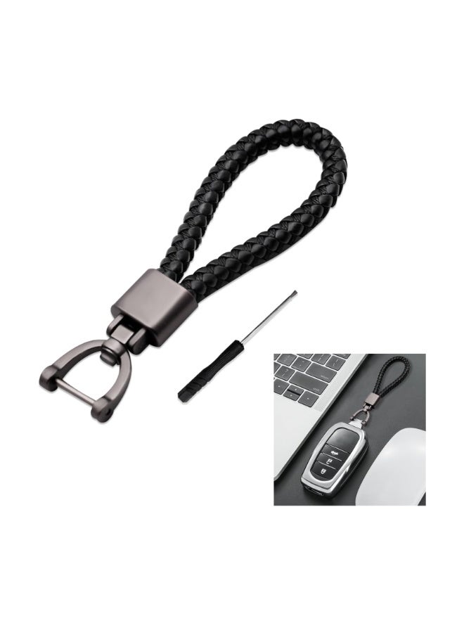 General leather car keychain, car keychain, keychain with 360 degree rotatable anti loss D-ring and screwdriver, multifunctional leather keychain for both men and women, car accessories - Image 1
