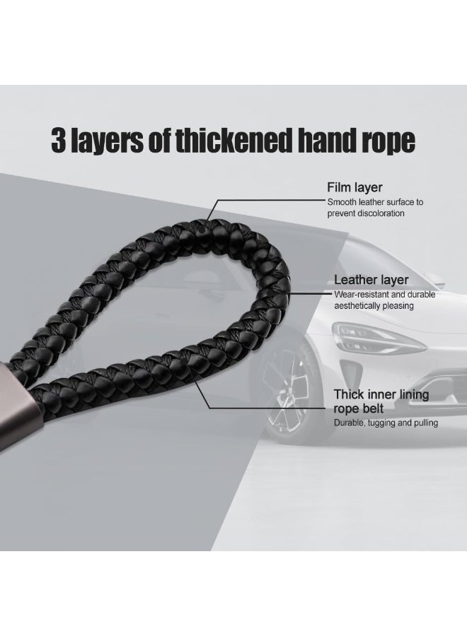 General leather car keychain, car keychain, keychain with 360 degree rotatable anti loss D-ring and screwdriver, multifunctional leather keychain for both men and women, car accessories - Image 3