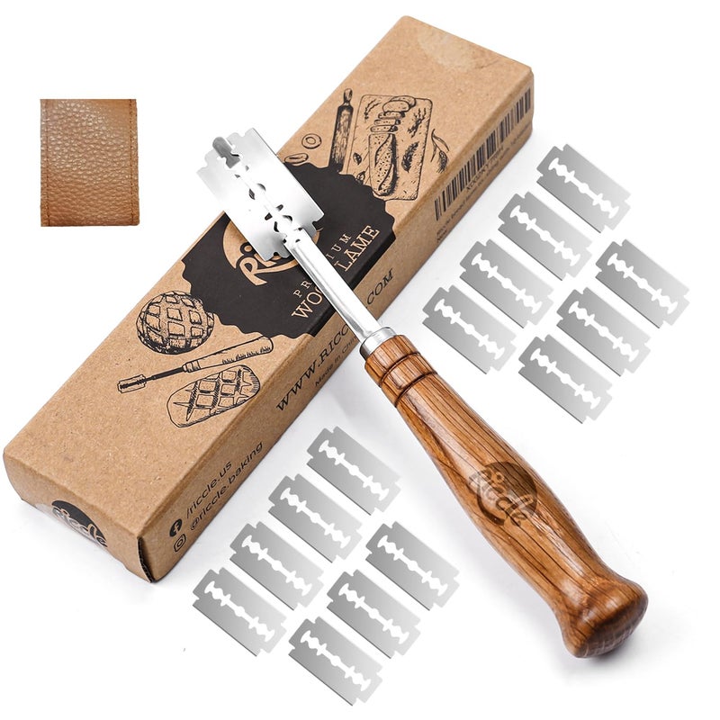 RICCLE Bread Lame Slashing Tool Dough Scoring Knife with 15 Razor Blades and Storage Cover