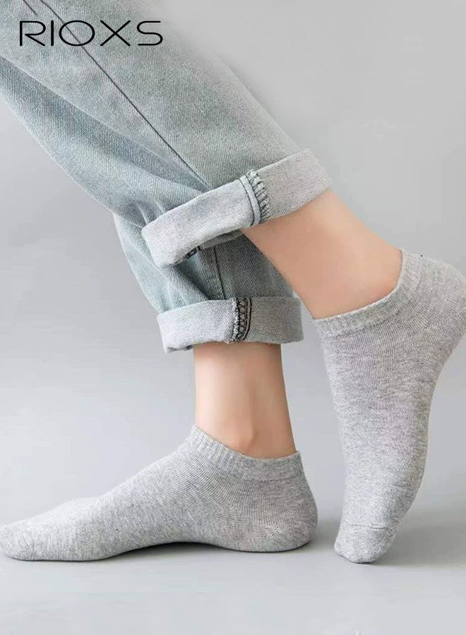 ريوكس ٦ أزواج من الجوارب الرياضية للكاحل، جوارب رياضية شبكية مسامية للرجال، جوارب ناعمة ماصة للرطوبة، منخفضة القطع، مناسبة للجري الرياضي والسفر، ألوانها أسود + رمادي + أبيض. - Image 4