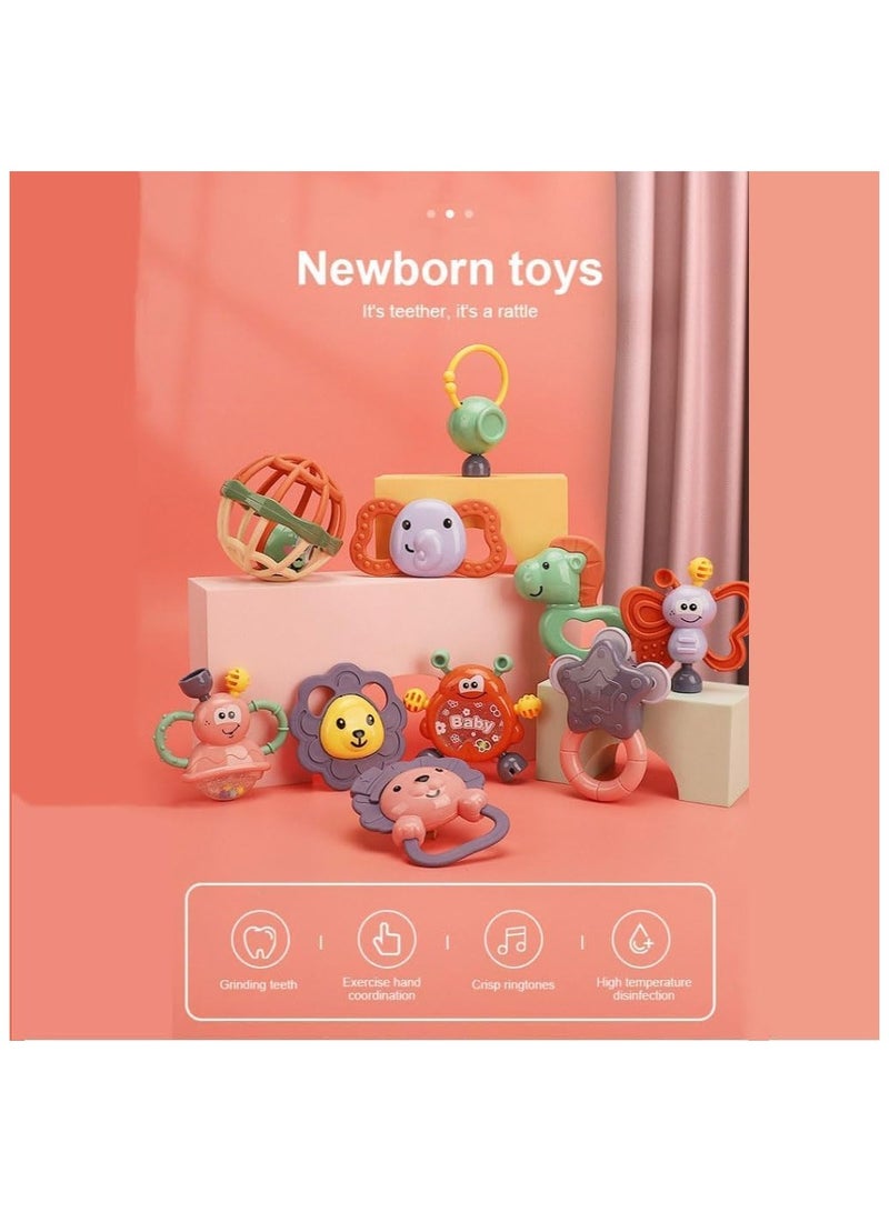 Teether Set Baby Toy, 11PCS Baby Rattles & Teether Set with Storage Box, BPA Free Soft Silicone Teething Toys for Newborns, Safe &Gentle for Babies, Ideal Baby Rattle Teether Set, 3-12 Months - Image 5