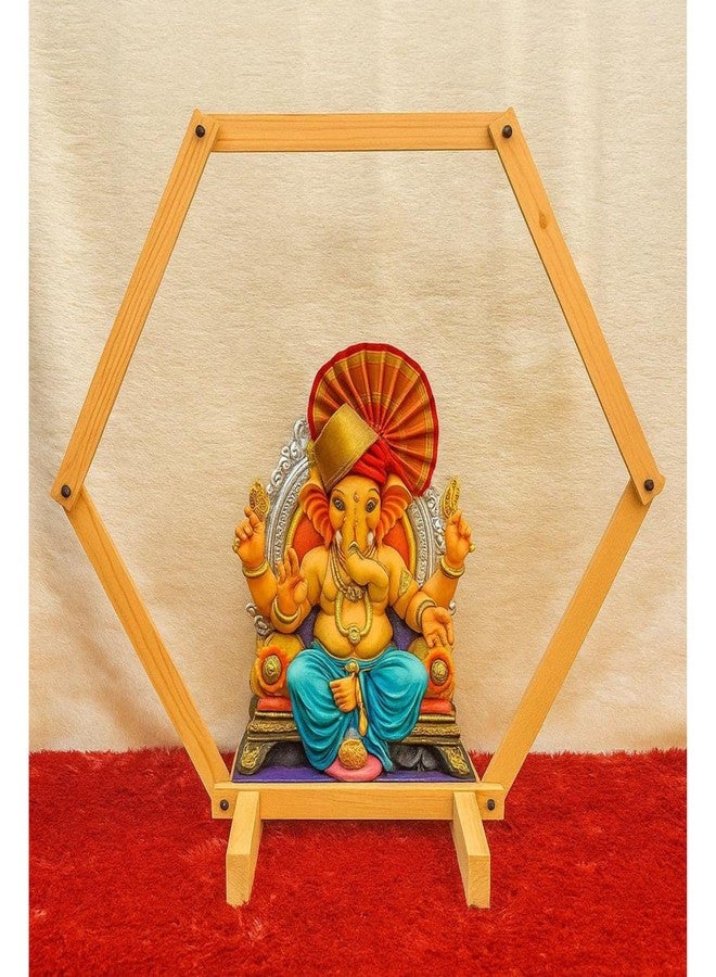 VRB DecTM 1 Pcs Ganpati Decoration items for Home, Backdrop stand for decoration,Backdrop for Pooja Decoration, Ganpati decoration mandap, Ganesh chaturthi decoration items Diwali Pooja Festival Decoration (Hexagonal Mandap) - Image 1