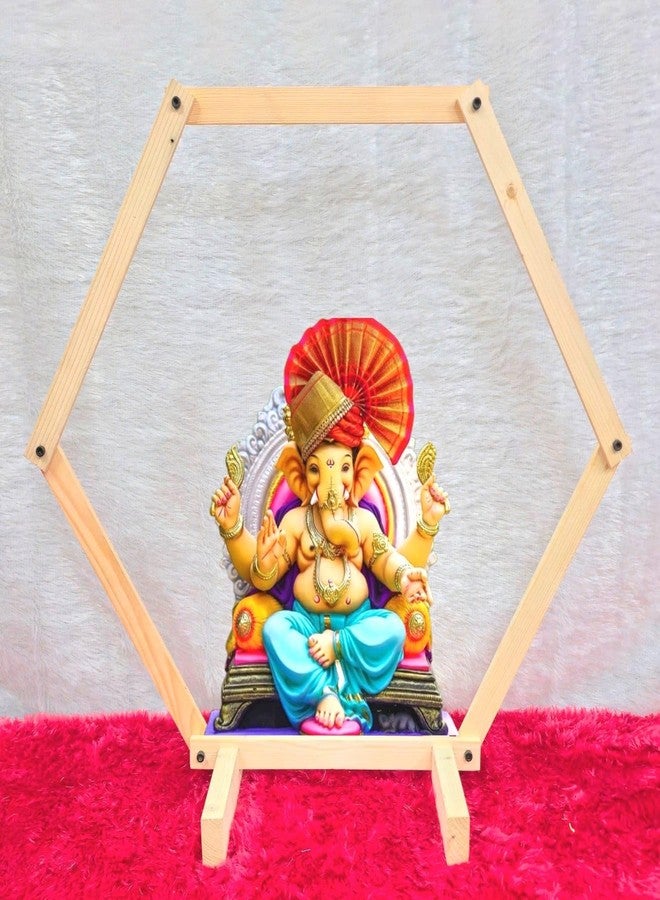 VRB DecTM 1 Pcs Ganpati Decoration items for Home, Backdrop stand for decoration,Backdrop for Pooja Decoration, Ganpati decoration mandap, Ganesh chaturthi decoration items Diwali Pooja Festival Decoration (Hexagonal Mandap) - Image 2