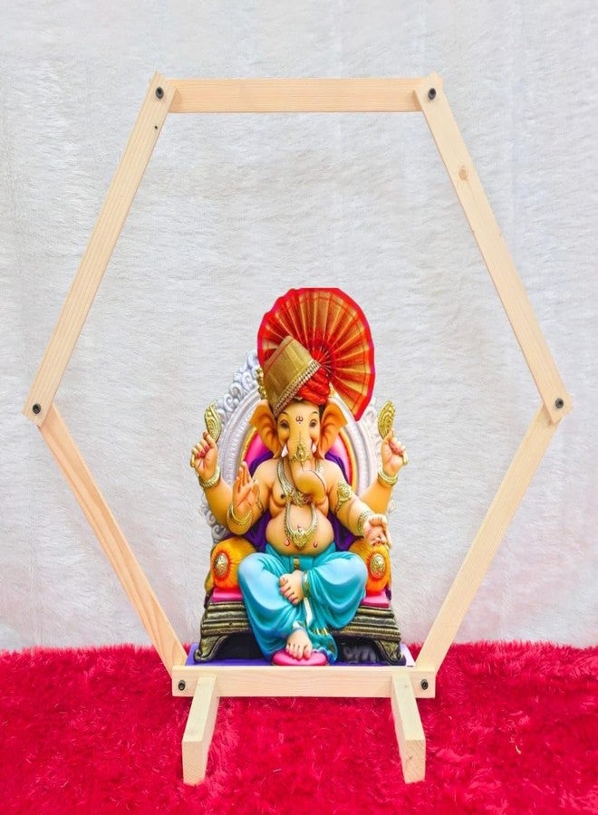 VRB DecTM 1 Pcs Ganpati Decoration items for Home, Backdrop stand for decoration,Backdrop for Pooja Decoration, Ganpati decoration mandap, Ganesh chaturthi decoration items Diwali Pooja Festival Decoration (Hexagonal Mandap) - Image 5
