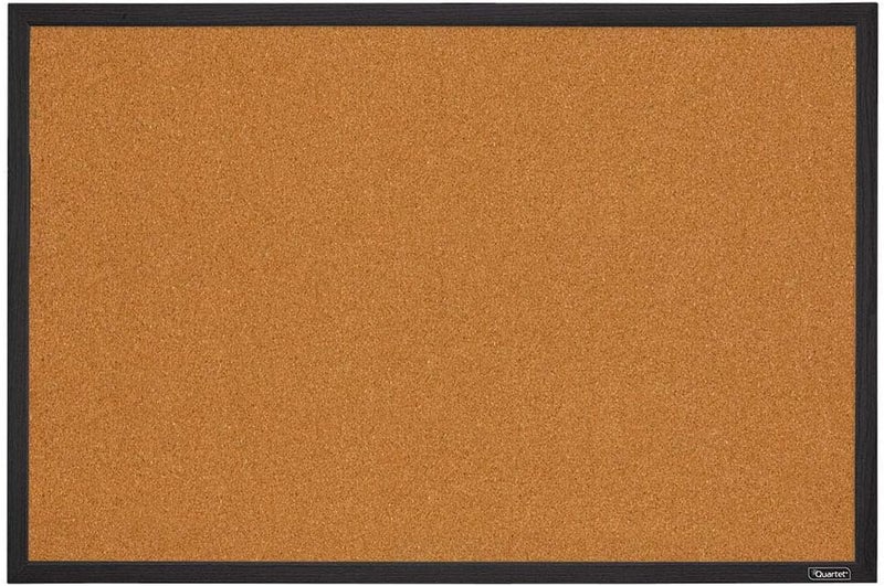 Quartet Cork Bulletin Board, Framed Corkboard, 2' x 3', Black Frame, Message Board, Vision Board (MWDB2436-BK) - Image 1