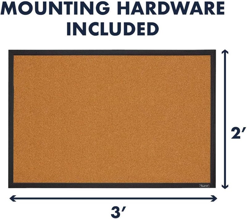 Quartet Cork Bulletin Board, Framed Corkboard, 2' x 3', Black Frame, Message Board, Vision Board (MWDB2436-BK) - Image 4