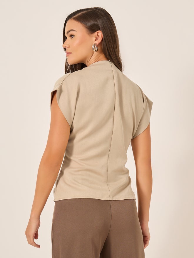 Styli High Neck Sleeveless Top With Belt Detail - Image 4